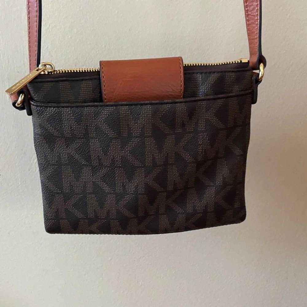 Michael Kors Brown MK Logo Crossbody Bag